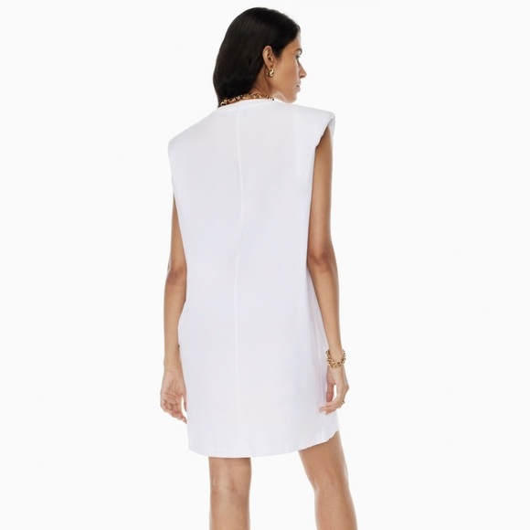 Aritzia Babaton Shoulder Pad Dress White Cotton Tee Shirt Dress Mini Women Sz S - Picture 5 of 11
